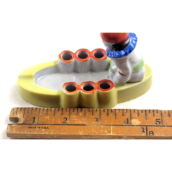 Vintage Ashtray Cigarette Holder Clown Made in Japan Ceramic Luster Bright 1950s - Picture 11 of 13
